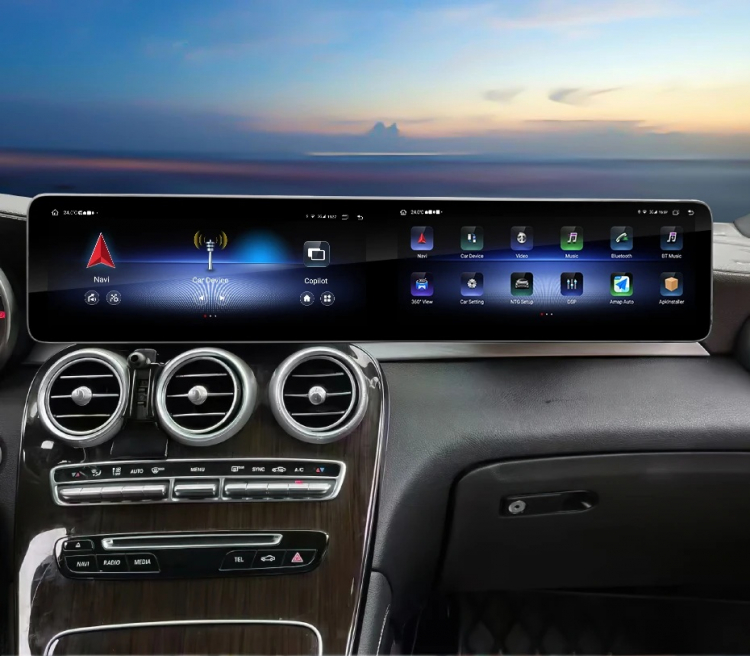 26" Android 14 Dual-Screen Display für Mercedes C-Klasse/GLC W205 2015–2021 NTG 5.0/5.5/6